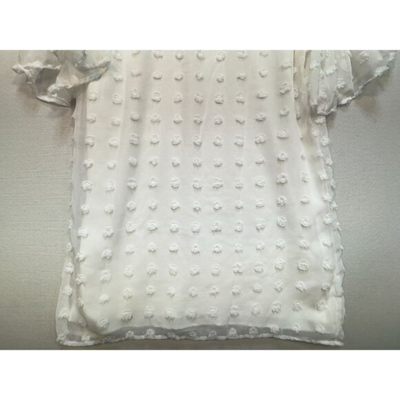 Blooming Jelly Womens Flowy Short Sleeve Shift Dress Size L White Chiffon Summer - Picture 14 of 14